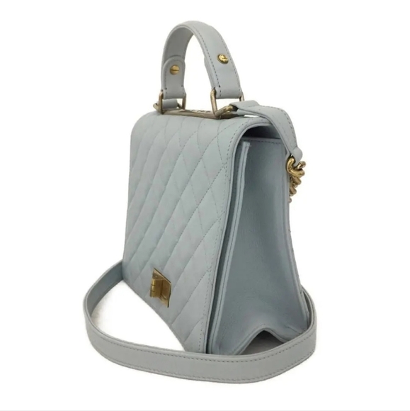 CHANEL Light Blue Quilted Lambskin 2 Way Shoulder Handbag Lambskin Leather - Picture 3 of 9